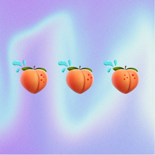sweaty peaches with red dots to depict acne on butt after working out with sweaty clothes